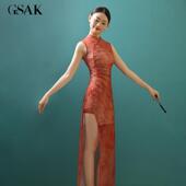 GSAK新中式 气质收腰显瘦性感连衣裙女 国风禅意盘扣改良旗袍年轻款