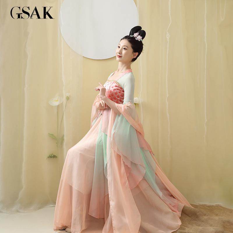 GSAK唐风撞色齐胸假两件汉元素套装仙气披帛古风日常显瘦古装汉服,女装/女士精品,汉服套装,淘宝优惠券,粉丝福利购,淘宝优惠卷