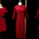 喜婆婆婚礼礼服大码 连衣裙 丈母娘红色旗袍结婚优雅喜服妈妈婚宴装