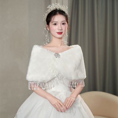 新娘婚纱毛披肩冬季保暖小外套