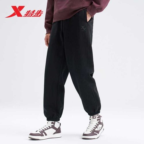 特步针织长裤2025冬新款束脚潮流男加绒针织运动长裤976429630311