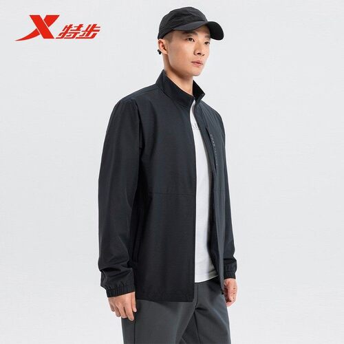 特步双层风衣防泼水外套男2025春季新款保暖运动上衣975129150086