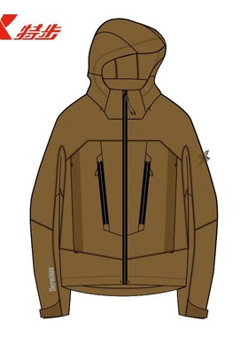 特步运动冲锋衣男2025秋季新款双层连帽防风冲锋衣9753292C0174
