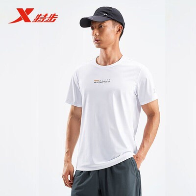 特步圆领短袖男2025夏季新款透气休闲速干运动T恤975229010272