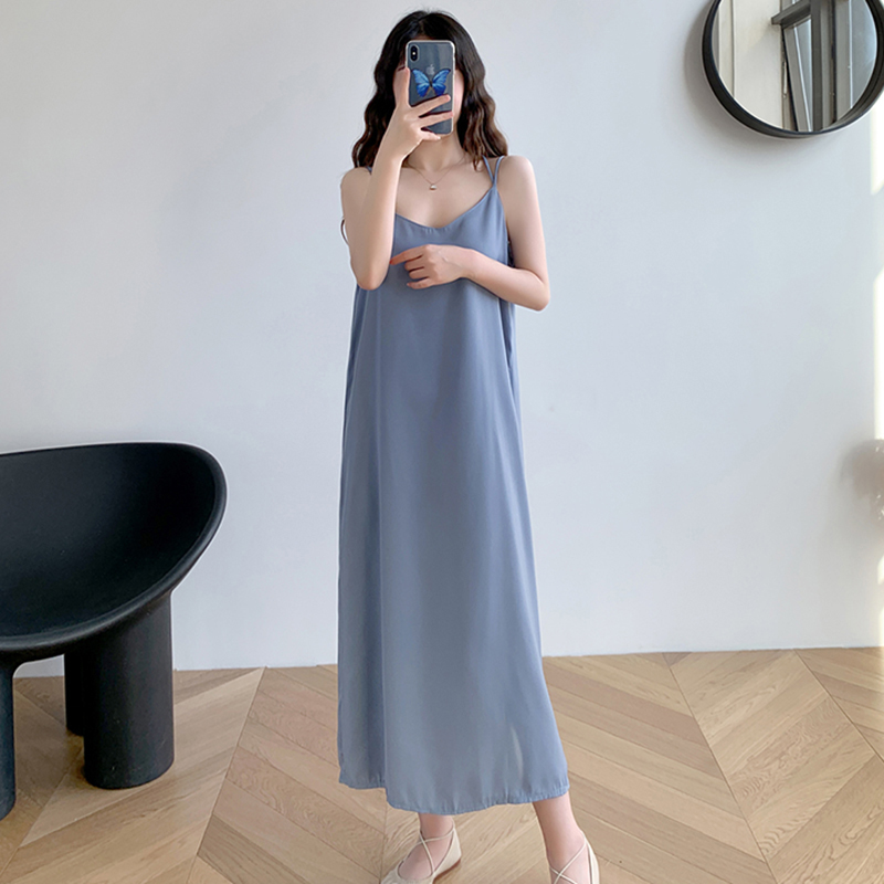 法式小众宽松雪纺吊带连衣裙女夏季2020新款小个子休闲背心长裙子