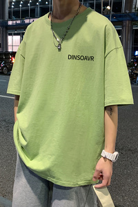 22夏季港风男士百搭休闲复古印花潮大码宽松圆领短袖T恤T6616-P15图片