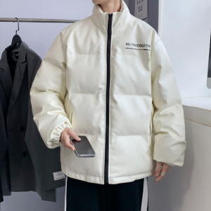 港风棉衣男PU皮棉服21年新款宽松面包服立领冬装棉袄M2102-P6105图片
