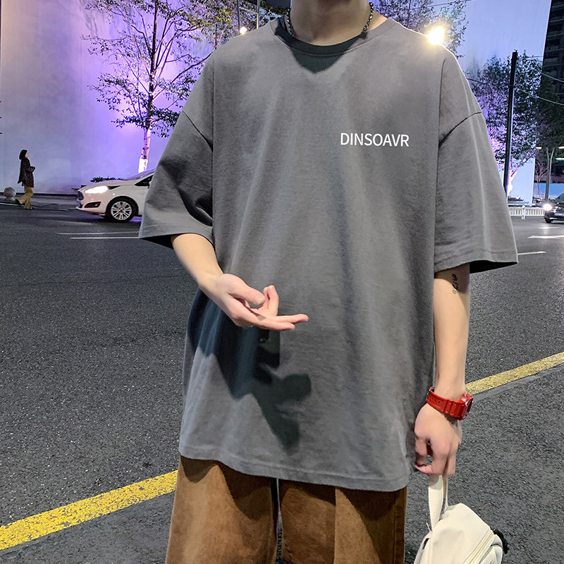 22夏季港风男士百搭休闲复古印花潮大码宽松圆领短袖T恤T6616-P15,男装T恤,星座815-2