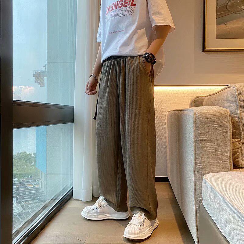 新款高街三宅褶皱男装拖地裤宽松直筒波浪裤垂感休闲裤子K340-P35,男装休闲裤,星座815-2