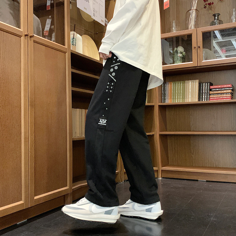 2023秋季新款男士休闲垂感宽松百搭直筒长裤男港风K67-P35限49图片