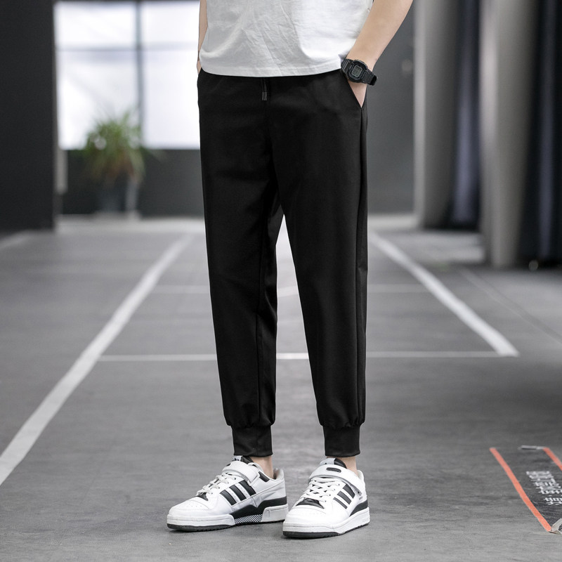 2023夏季冰丝九分纯色抽绳休闲裤男九分裤宽松裤束脚K111-P15,男装休闲裤,星座815-2