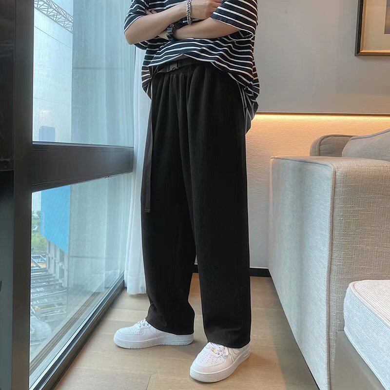 新款高街三宅褶皱男装拖地裤宽松直筒波浪裤垂感休闲裤子K340-P35,男装休闲裤,星座815-2