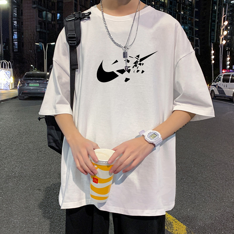 22夏季港风男士百搭休闲复古印花潮大码宽松圆领短袖T恤T6610-P15,男装T恤,星座815-2
