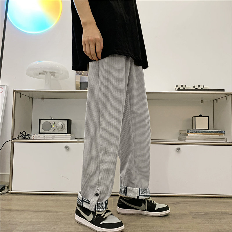 22港风宽松高街春季ins复古潮流直筒阔腿裤韩版休闲裤K390-P35,男装休闲裤,星座815-2