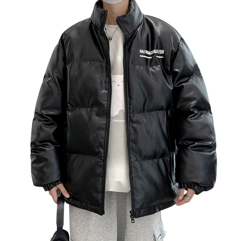 港风棉衣男PU皮棉服21年新款宽松面包服立领冬装棉袄M2102-P6105,男装棉衣,星座815-2