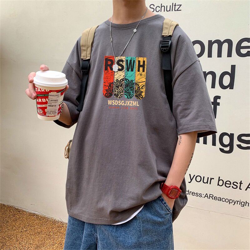 2024夏季新款短袖T恤男大码港风体恤潮牌潮流纯棉打底衫T6611-P15,男装T恤,星座815-2