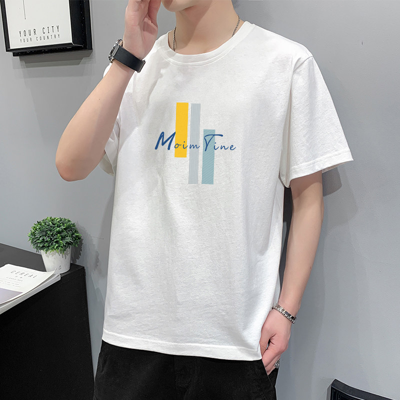 21夏男短袖新款休闲短袖简约印花宽松圆领潮打底衫T348-P20,男装T恤,星座815-2
