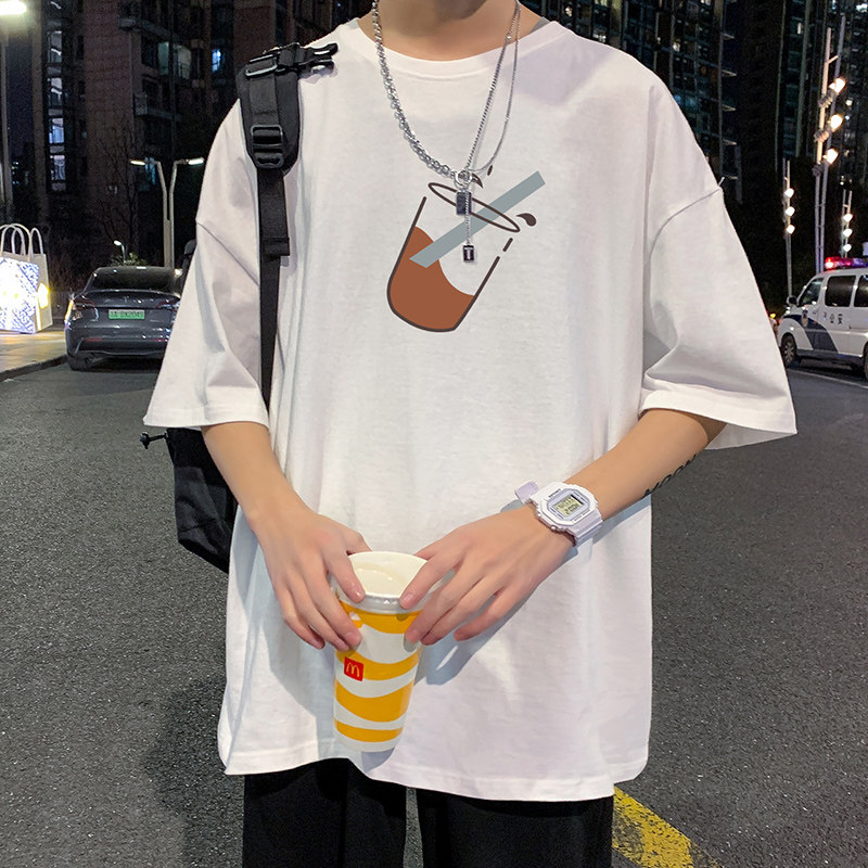 夏季新款男士百搭休闲复古印花潮大码宽松圆领短袖T恤T6602-P15,男装T恤,星座815-2