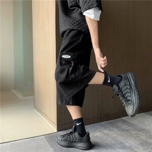 针织卫裤夏季男士运动休闲裤潮流分七裤宽松百搭束脚A78-P25图片