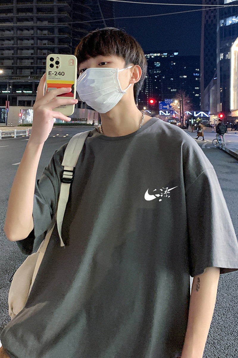 22夏季港风男士百搭休闲复古印花潮大码宽松圆领短袖T恤T6615-P15,男装T恤,星座815-2