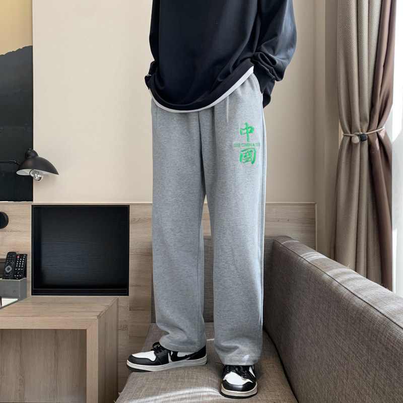 2023春秋季休闲运动长裤男直筒潮牌港风宽松卫裤棉质裤子K61-P35,男装休闲裤,星座815-2