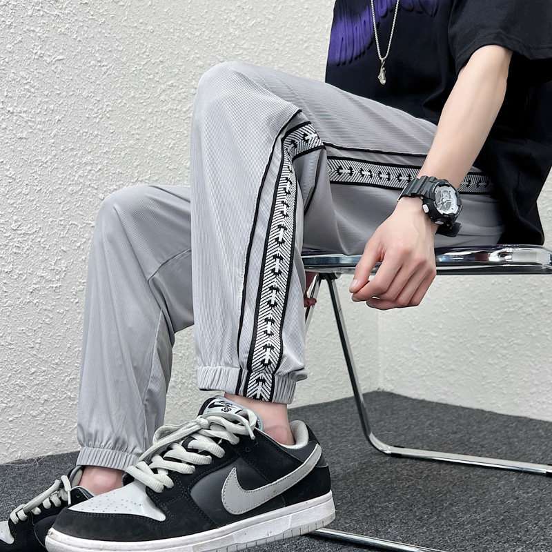 直播品质冰丝裤男宽松束脚超薄垂感丝滑休闲速干运动裤K2231-P45，男装休闲裤，星座815-2