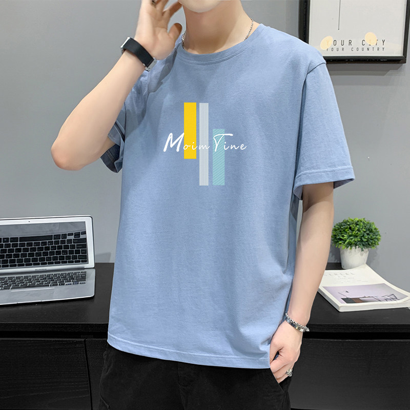 21夏男短袖新款休闲短袖简约印花宽松圆领潮打底衫T348-P20,男装T恤,星座815-2