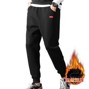 加绒运动裤男宽松冬季加厚保暖黑绒外穿休闲长裤男卫裤K8896-P28图片
