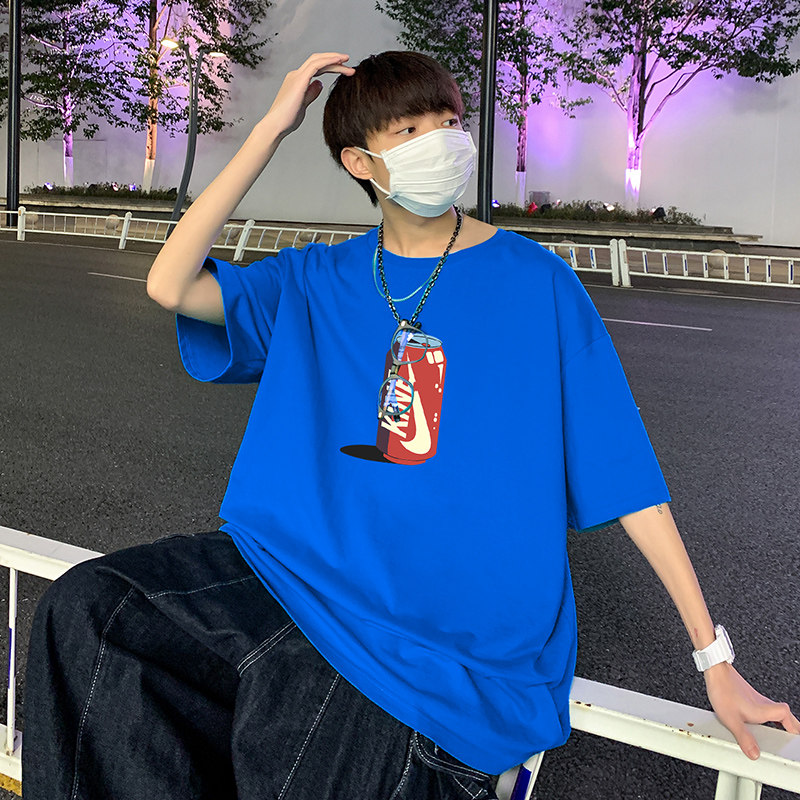 22夏季港风男士百搭休闲复古印花潮大码宽松圆领短袖T恤T6609-P15,男装T恤,星座815-2