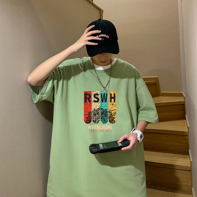 2024夏季新款短袖T恤男大码港风体恤潮牌潮流纯棉打底衫T6611-P15,男装T恤,星座815-2