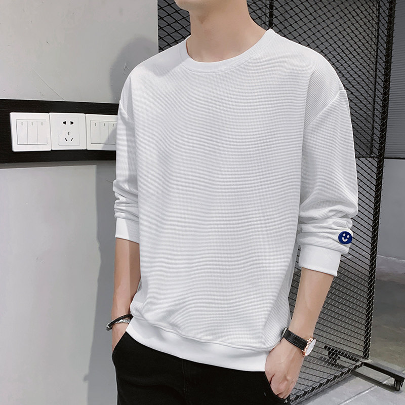 2021男士长袖休闲秋季新款华夫格上衣服卫衣打底衫insW808-P27图片