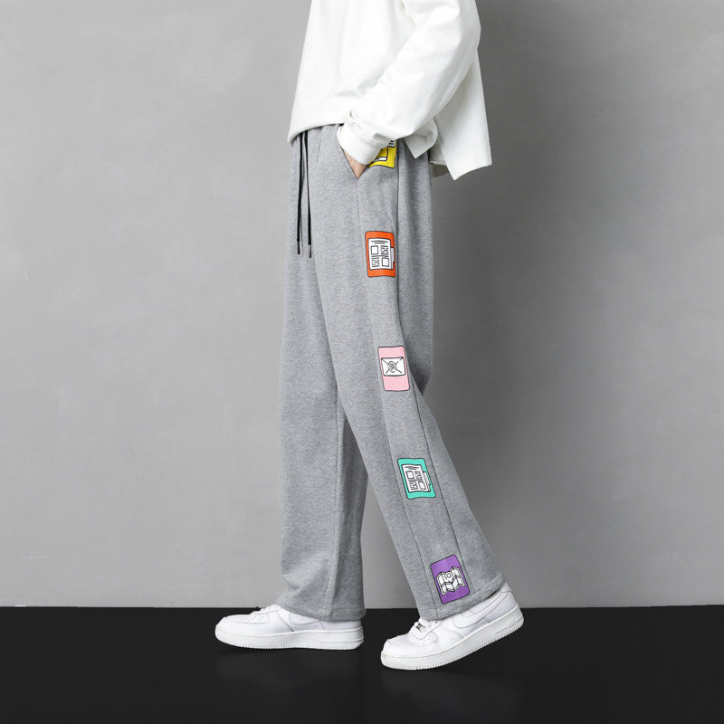 品质2023秋冬加厚拖地裤宽松百搭直筒长裤男港风K68-P35限49,男装休闲裤,星座815-2