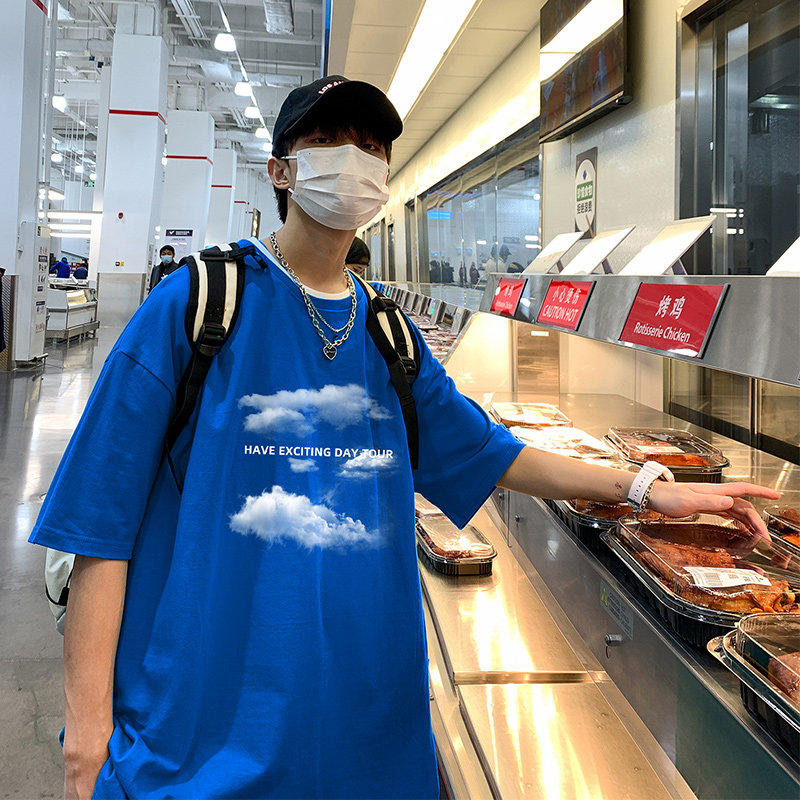2024夏季新款短袖T恤男大码港风体恤潮牌潮流纯棉打底衫T6601-P15图片