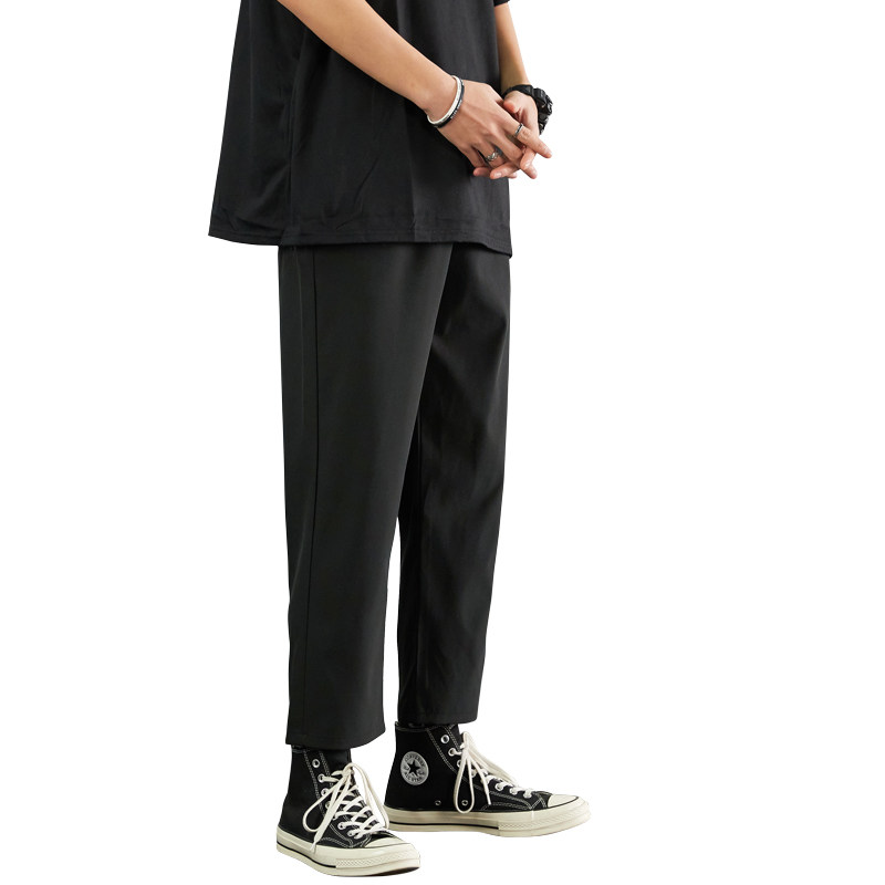 2021宽松夏新款男士简约百搭休闲小脚冰丝速干九分裤K10-P19,男装休闲裤,星座815-2
