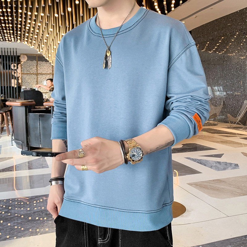 21长袖t恤卫衣秋衣秋季春装上衣服打底衫内搭潮流圆领男W806-P23,男装卫衣,星座815-2