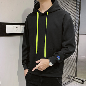 21秋季华夫格打底衫秋冬时尚绣花男青年连帽卫衣上衣潮W809-P30图片