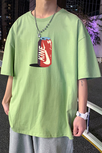 22夏季港风男士百搭休闲复古印花潮大码宽松圆领短袖T恤T6609-P15图片