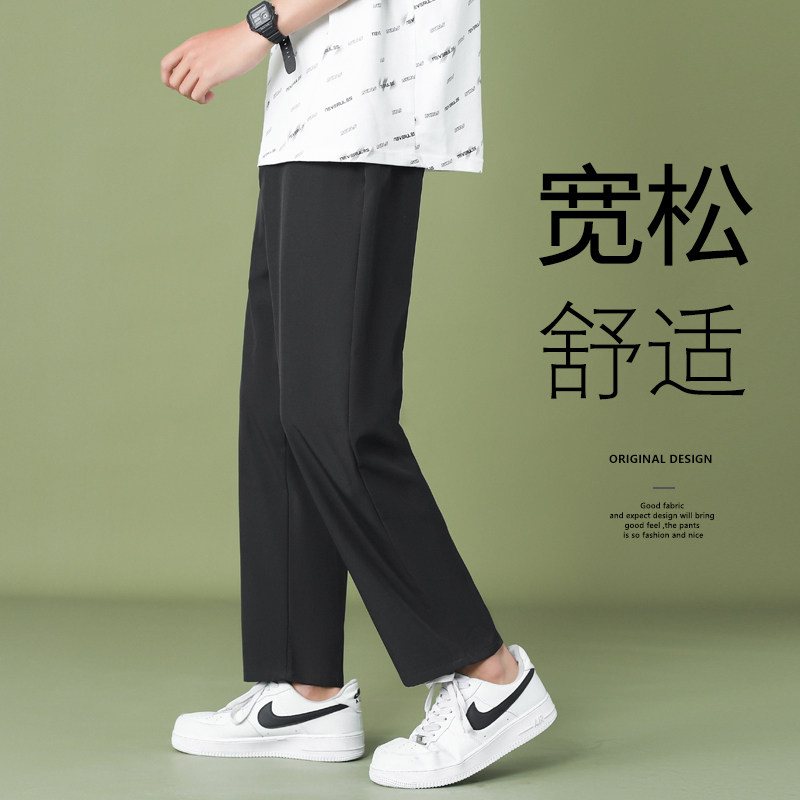 22九分裤夏季薄款冰丝速干裤子男士运动直筒西裤休闲裤 K910-P19图片