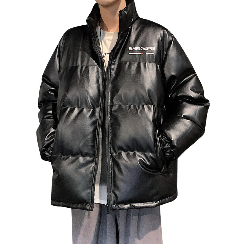 港风棉衣男PU皮棉服21年新款宽松面包服立领冬装棉袄M2102-P105,男装棉衣,星座815-2