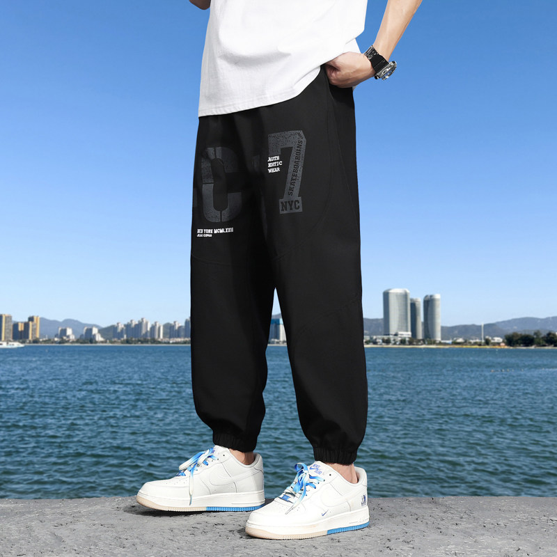 冰丝裤男夏季宽松束脚超薄垂感丝滑休闲长裤速干运动裤K2211-P35,男装休闲裤,星座815-2