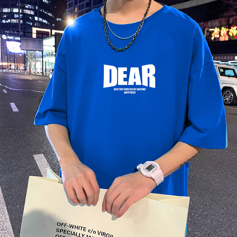 22夏季港风男士百搭休闲复古印花潮大码宽松圆领短袖T恤T6605-P15,男装T恤,星座815-2