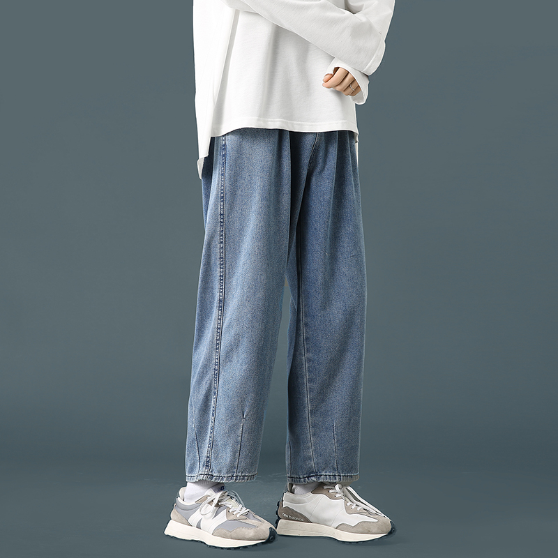 2024春夏高街vibe牛仔裤男宽松蓝色直筒裤阔腿裤男K69-P45，男装牛仔裤，星座815-2