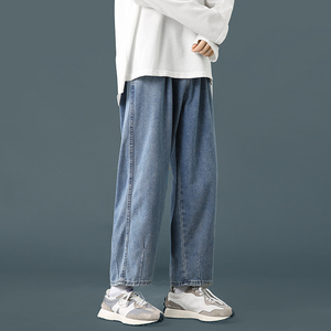2024春夏高街vibe牛仔裤男宽松蓝色直筒裤阔腿裤男 K69-P45，男装牛仔裤，星座815-2
