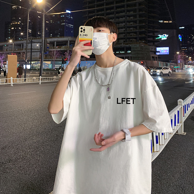 22夏季港风男士百搭休闲复古印花潮大码宽松圆领短袖T恤T6617-P15,男装T恤,星座815-2