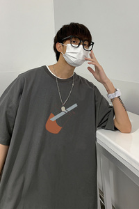2024夏季新款短袖T恤男大码港风体恤潮牌潮流纯棉打底衫T6602-P15图片