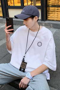 22夏季港风男士百搭休闲复古印花潮大码宽松圆领短袖T恤T6613-P15图片
