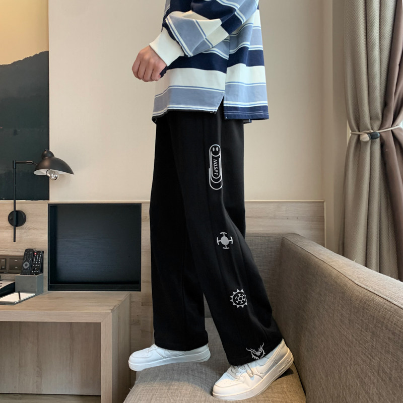 2023春秋季休闲运动长裤男直筒潮牌港风宽松卫裤质裤子K65-P35,男装休闲裤,星座815-2