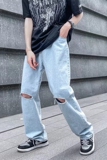 2022潮男新款牛仔裤直筒潮流ins痞帅破洞宽松长裤K106-P40，男装牛仔裤，星座815-2