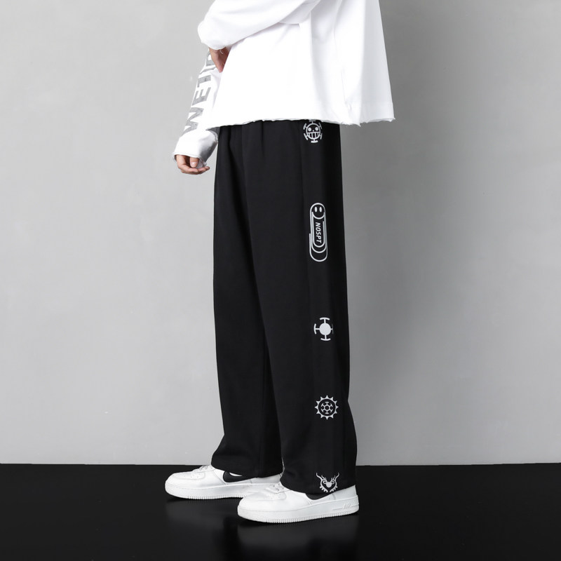 品质2023秋冬加厚拖地裤宽松百搭直筒长裤男港风K65-P35限49,男装休闲裤,星座815-2