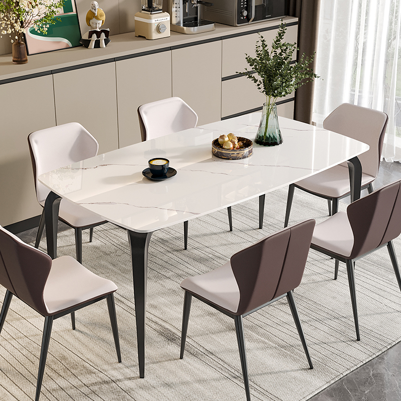 岩板餐桌椅组合现代简约家用小户型长方形餐厅桌子西餐桌厨房饭桌